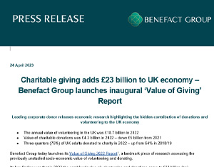 Benefact Group Value of Giving report cover